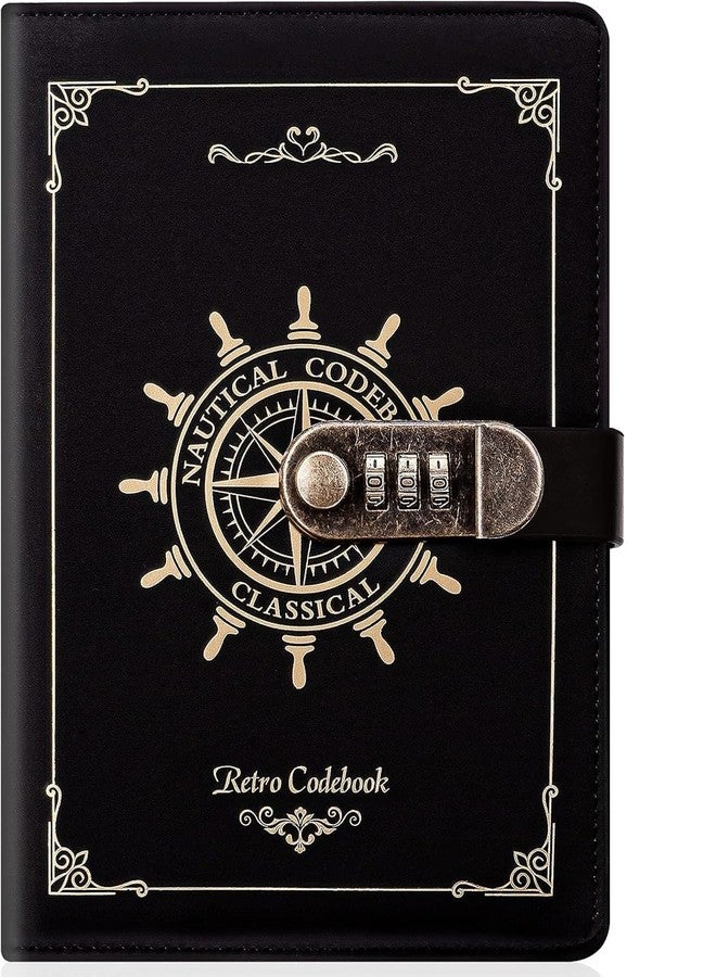 RASOFAB مفكرة زويرلين الرخامية مع قفل للفتيات والسيدات - مفكرة سرية بقفل برمز سري - دفتر ملاحظات رخامي A5 بقفل برقم سري - مفكرة بغلاف من الجلد الصناعي للفتيات المراهقات (أسود) - Image 1