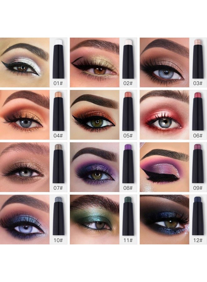 LOKFAR Eye-Shadow Stick Makeup Cosmetics Eye Brightener Stick, Rotatable Cream Eye Shadow Pencil, Glitter Shimmer Eyeshadow Stick with Soft Brush for Eye Makeup (05# Orange Brown Shimmer) - Image 4