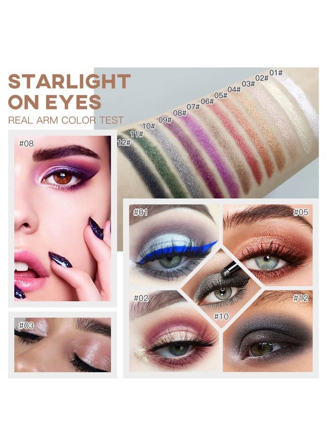 LOKFAR Eye-Shadow Stick Makeup Cosmetics Eye Brightener Stick, Rotatable Cream Eye Shadow Pencil, Glitter Shimmer Eyeshadow Stick with Soft Brush for Eye Makeup (05# Orange Brown Shimmer) - Image 5