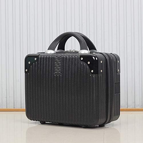 SUNBEET PVC Portable Hard Shell Cosmetic Travel Case Small Travel Hand Luggage with Elastic Band Mini ABS Carrying Makeup Case Suitcase BBlack - Image 2