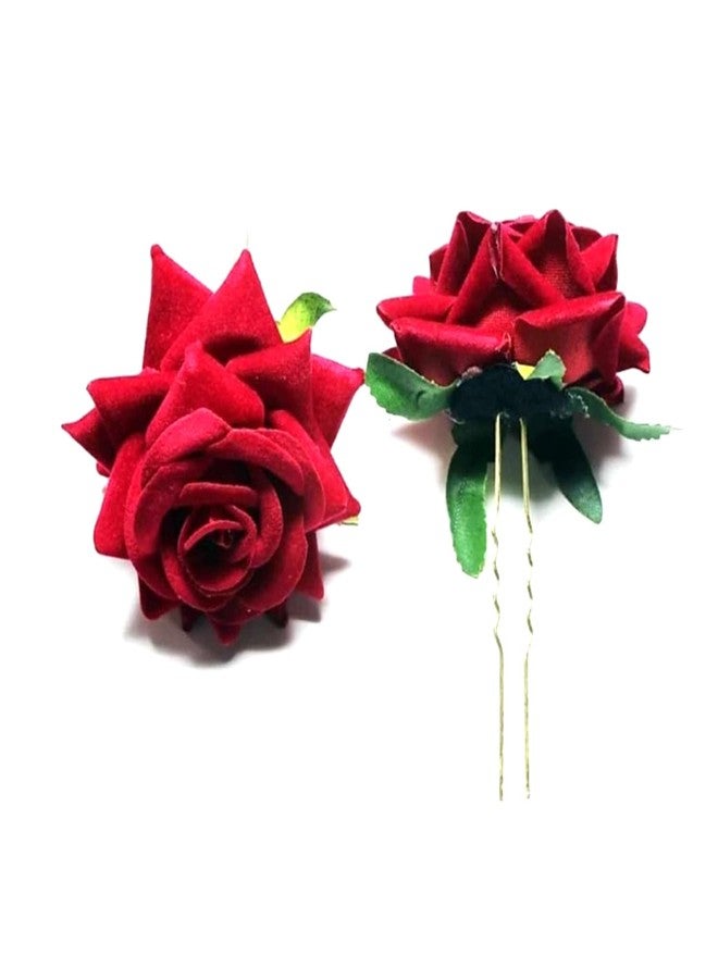 برافراجيا مجموعة تصفيف الشعر PRAVRAJYA من مشابك شعر صناعية جميلة على شكل كعكة شعر غاجرا وزهرة ورد على شكل حرف U للنساء والفتيات (عبوة من قطعة واحدة) - Image 4