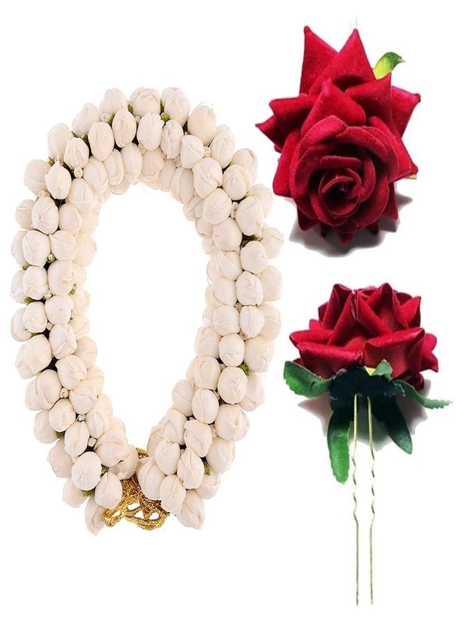 برافراجيا مجموعة تصفيف الشعر PRAVRAJYA من مشابك شعر صناعية جميلة على شكل كعكة شعر غاجرا وزهرة ورد على شكل حرف U للنساء والفتيات (عبوة من قطعة واحدة) - Image 2