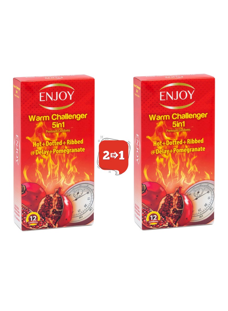 ENJOY Worm Challenger Premium Pomegranate Condoms 24 Pcs - Image 1