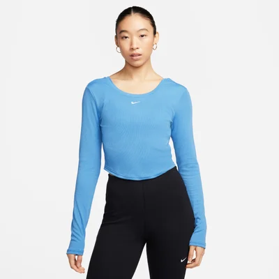 Nike Women's Sportswear Chill Scoop-Back Long-Sleeve Mini-Rib Top