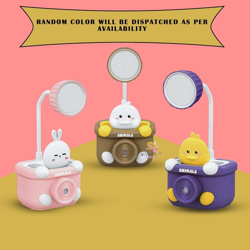 WISHKEY Plastic 3 in 1 USB Chargeable Led Light Table Night Lamp for Kids Bedroom with Pencil Sharpener Pen Holder Stand for Girls Boys Multicolor - Image 2