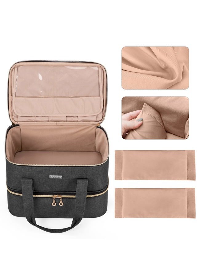 BAFASO Nail Polish Organizer Holds 40 Bottles (15ml - 0.5 fl.oz) and a Nail Lamp, Nail Polish Carrying Case with Manicure Tools Storage Sections (Bag Only), Black - Image 3