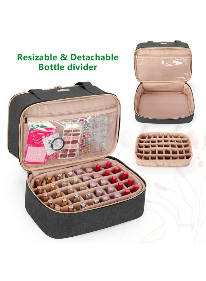 BAFASO Nail Polish Organizer Holds 40 Bottles (15ml - 0.5 fl.oz) and a Nail Lamp, Nail Polish Carrying Case with Manicure Tools Storage Sections (Bag Only), Black - Image 4