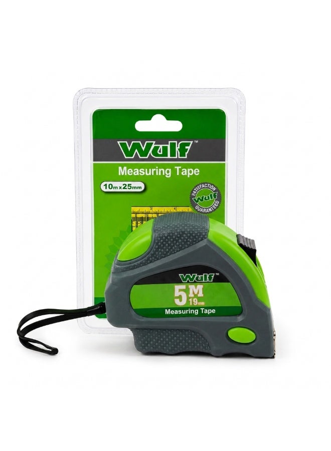 WULF Measuring Tape 10 Meter Professional Steel Tape Measure 10m x 25mm with Dual Lock System, Rubberized Impact Resistant Case and Metric Scale for Construction, Engineering, Surveying & DIY Projects - Image 1