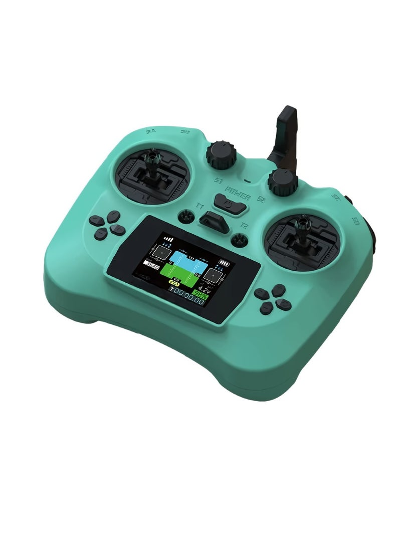 جهاز تحكم عن بعد ذكي، جهاز إرسال خفيف الوزن بشاشة ملونة عالية الدقة مع مستشعر هول، جهاز تحكم لاسلكي صغير الحجم وقابل للحمل مع شحن USB C، (قطعة واحدة، أخضر) - Image 1