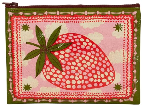 Blue Q Zipper Pouch Cosmetic Bag for Women, Travel and Everyday Essentials, Purse Accessory Storage for Makeup or Toiletries, Made from 95% Recycled Plastic, Strawberry, 7.25" h x 9.5" w - Image 1