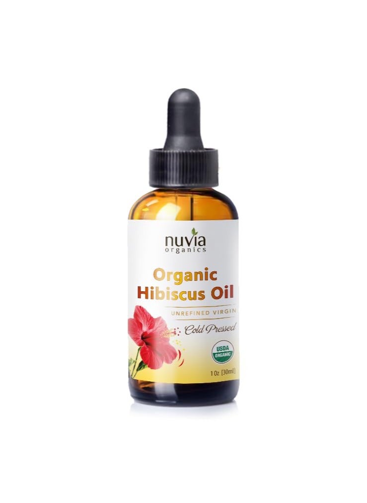 nuvia organics Hibiscus Oil, USDA Certified, Unrefined Virgin, Cold Pressed from Hibiscus Seeds, Use as a Moisturizer, Carrier Oil, DIY Products; 1oz  - Image 1