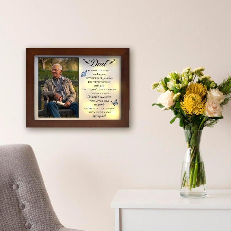 Buioata Memorial Gifts for Loss of Dad  Dad in Heaven LED Memorial Shadow Boxes  Bereavement Gifts for Loss of Father  in Memory of Dad  Loss of Father Sympathy Gift  Remembrance Gifts Fits 4x6 inch Photo - Image 4
