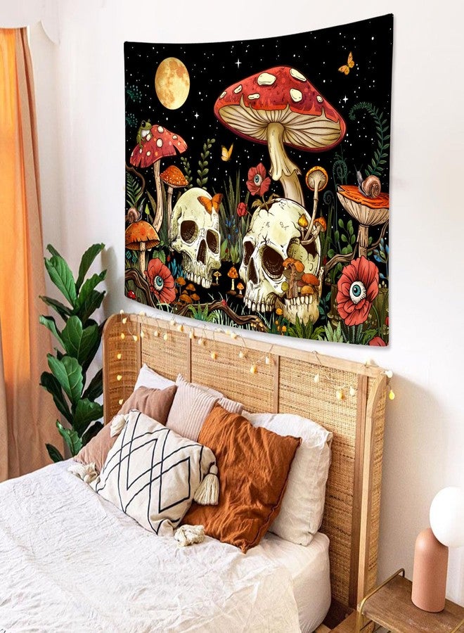 Kanuyee Skull Tapestry Wall Hanging Hippie Mushroom Tapestry For Bedroom Gothic Room Decor For Bedroom Aesthetic Red 36×48 Inches - Image 4