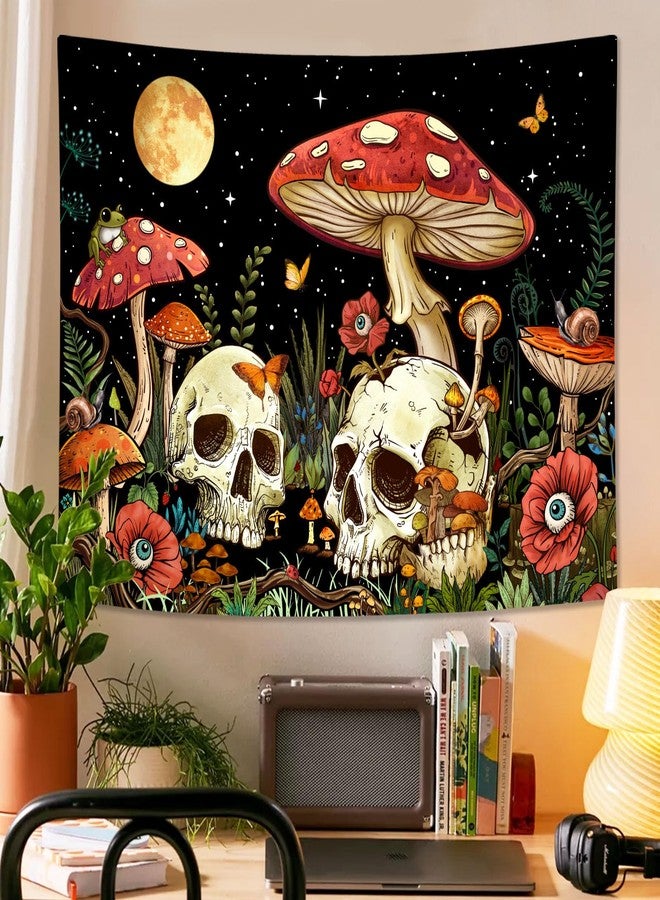 Kanuyee Skull Tapestry Wall Hanging Hippie Mushroom Tapestry For Bedroom Gothic Room Decor For Bedroom Aesthetic Red 36×48 Inches - Image 3