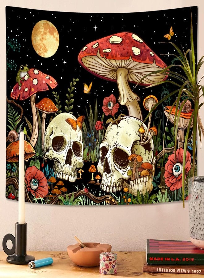 Kanuyee Skull Tapestry Wall Hanging Hippie Mushroom Tapestry For Bedroom Gothic Room Decor For Bedroom Aesthetic Red 36×48 Inches - Image 2