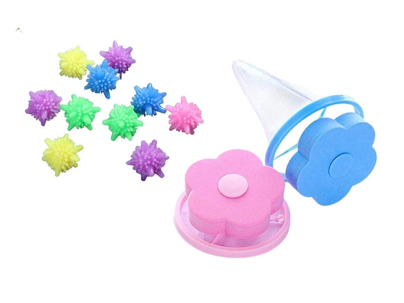 PH BROTHER 2 pcs Washing Machine Floating Lint Mesh Bags and 10 Reusable Laundry Dryer Balls Set Hair Catcher Lint TrapEcoFriendly Dryer Balls Anti Vibration Pads and Lint Remover - Image 2