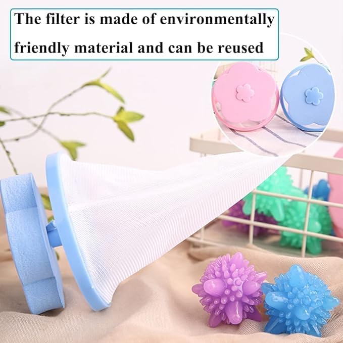 PH BROTHER 2 pcs Washing Machine Floating Lint Mesh Bags and 10 Reusable Laundry Dryer Balls Set Hair Catcher Lint TrapEcoFriendly Dryer Balls Anti Vibration Pads and Lint Remover - Image 4