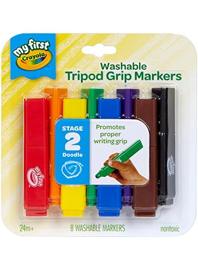 Crayola My First Tripod Washable Markers For Toddlers 8Ct Model Number 811386 - Image 1
