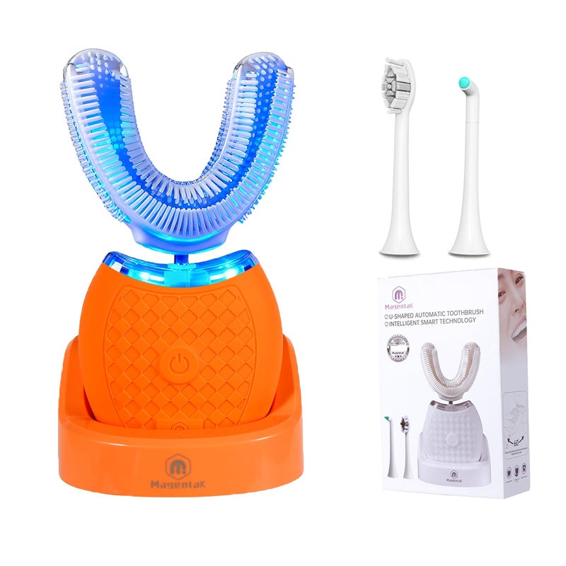 Magentak Ultrasonic U-Shaped Toothbrush for Adults, Electric Toothbrush for Teeth Whitening, Automatic 360-degree with Waterproof IPX7,3 Modes for Cleaning(Orange) - Image 1