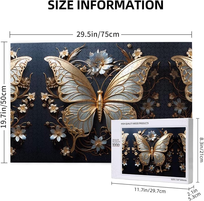 لغز بازل من فايا جولد بألف قطعة بعنوان الفراشات البيضاء للكبار، لتزيين المنزل مقاس 29.5 × 19.7 بوصة - Image 4
