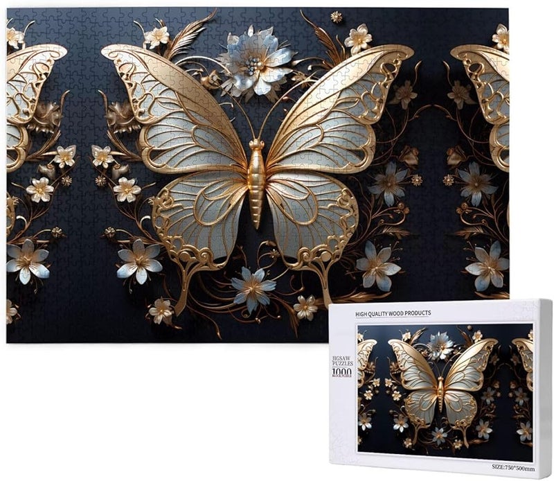 لغز بازل من فايا جولد بألف قطعة بعنوان الفراشات البيضاء للكبار، لتزيين المنزل مقاس 29.5 × 19.7 بوصة - Image 2