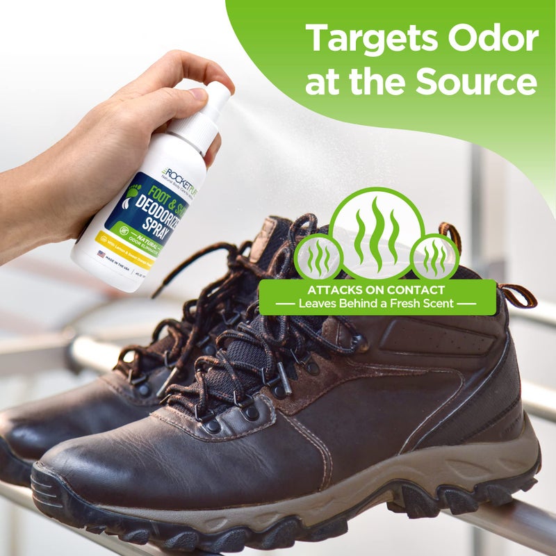 Rocket Pure Natural Foot & Shoe Deodorizer Spray - Foot Spray for Smelly Feet & Shoe Spray for Smelly Shoes - Removes, Controls & Prevents Odors - Made with Essential Oils - Made in USA (Lemon, 4oz) - Image 5