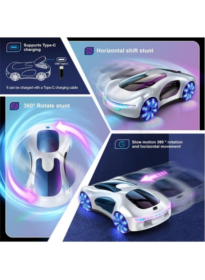 إثارة سيارة تحكم عن بعد، سيارات RC على الطرق الوعرة، مقياس 1:22، ضوء LED 2.4 جيجاهرتز، جهاز تحكم عن بعد بمستشعر للإيماءات، بطارية 1200 مللي أمبير في الساعة، سيارة كهربائية مستقبلية تعمل بالتحكم عن بعد، رش مزدوج وضبط الصوت، دوران 360 درجة، سيارة دريفت عالية السرعة تعمل بالتحكم عن بعد، سيارة دفع رباعي، سيارة لعبة، سيارة تحكم عن بعد، نوع C، سيارات ألعاب هدايا للأولاد والبنات والمراهقين (أبيض) - Image 3