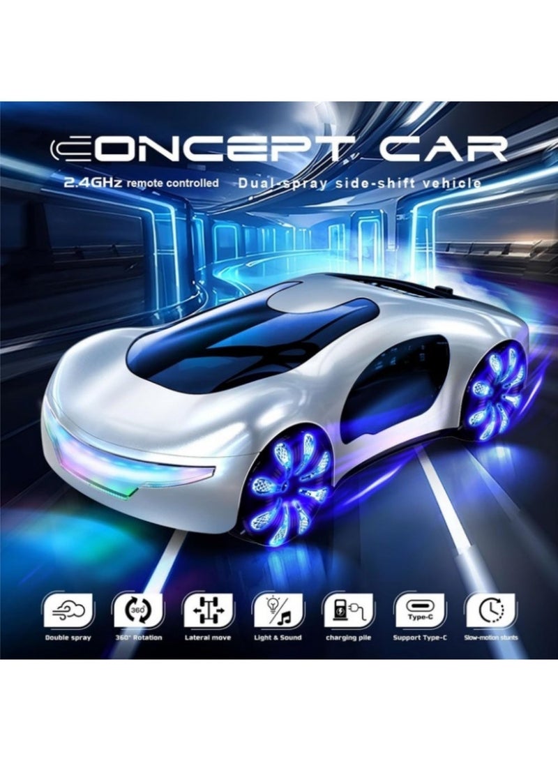 إثارة سيارة تحكم عن بعد، سيارات RC على الطرق الوعرة، مقياس 1:22، ضوء LED 2.4 جيجاهرتز، جهاز تحكم عن بعد بمستشعر للإيماءات، بطارية 1200 مللي أمبير في الساعة، سيارة كهربائية مستقبلية تعمل بالتحكم عن بعد، رش مزدوج وضبط الصوت، دوران 360 درجة، سيارة دريفت عالية السرعة تعمل بالتحكم عن بعد، سيارة دفع رباعي، سيارة لعبة، سيارة تحكم عن بعد، نوع C، سيارات ألعاب هدايا للأولاد والبنات والمراهقين (أبيض) - Image 2