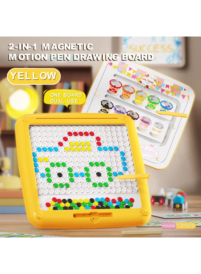 Magnetic Sketchpad Two-in-one Children's Magnetic Control Pen Exercise Concentration Baby Educational Toys-Color:2-in-1 Yellow Magnetic Drawing Board  - Image 1