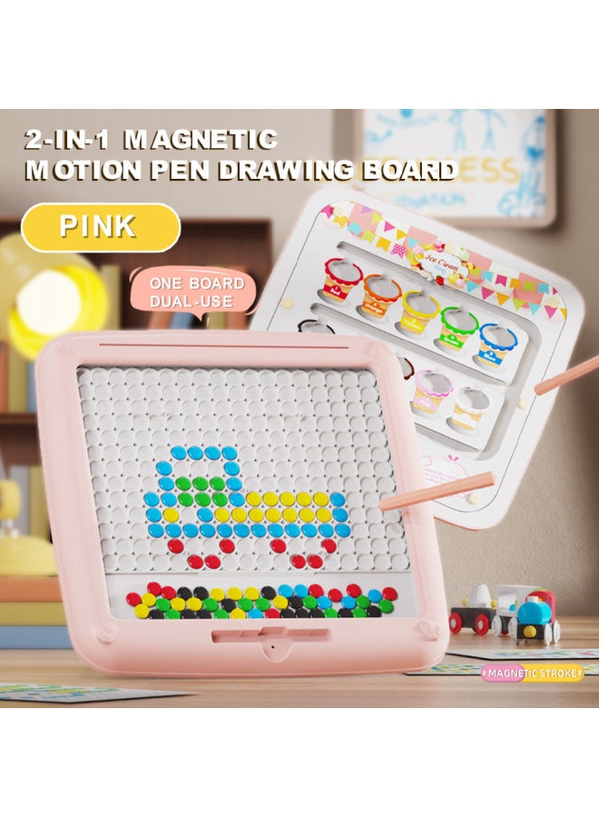 Magnetic Sketchpad Two-in-one Children's Magnetic Control Pen Exercise Concentration Baby Educational Toys-Color:2-in-1 Yellow Magnetic Drawing Board  - Image 2