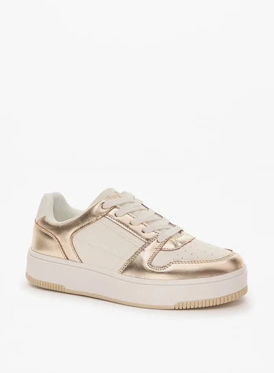 Lee Cooper Women's Perforated Sneakers with Lace-Up Closure