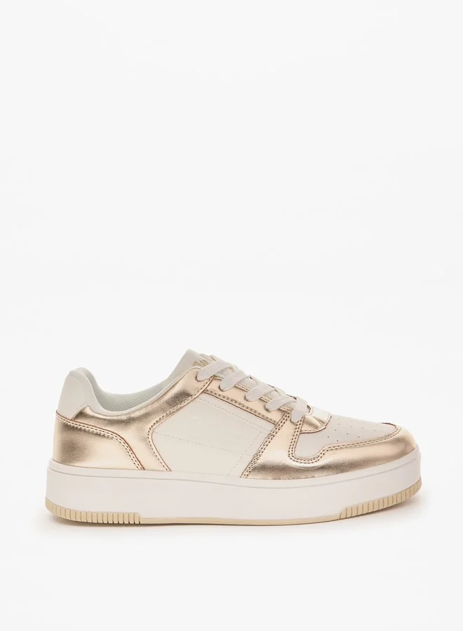 Lee Cooper Women's Perforated Sneakers with Lace-Up Closure