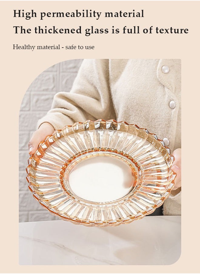 DUNISO Footed Fruit Bowl,Countertop Fruit Holder Basket,Lotus shaped glass High-foot Fruit Bowl High-value Fruit Plate Glass Household Living Room Coffee Table Food Plate Fruit Basket Tray  - Image 5