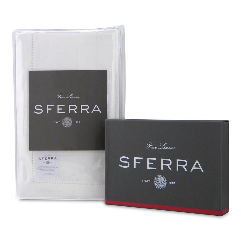 Sferra Festival Linen Hemstitched Dinner Napkins White