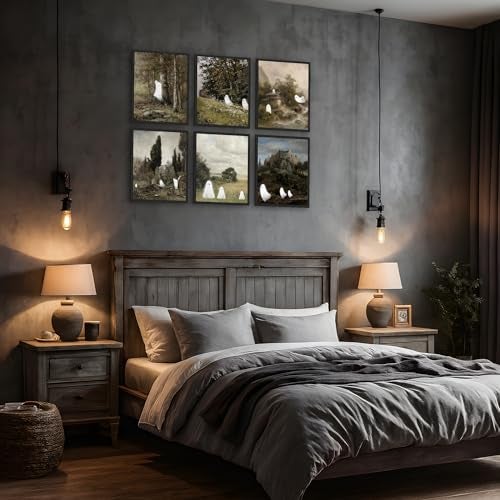 LANCHI95 6 Pcs 8x10in Halloween Wall Art Prints, Vintage Posters, Cute Ghost Pictures for Bedroom Decor (UNFRAMED) - Image 5