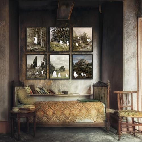 LANCHI95 6 Pcs 8x10in Halloween Wall Art Prints, Vintage Posters, Cute Ghost Pictures for Bedroom Decor (UNFRAMED) - Image 3