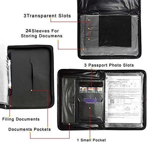 Jeyang PU Leather Multipurpose 24 File Sleeve A4 Professional Files and Folders to Store Certificate, Legal Size Documents for Home, Office, School (Grey) - Image 5
