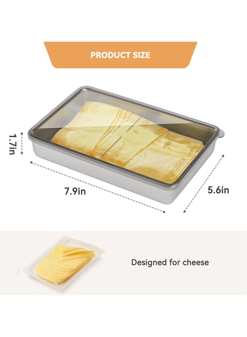 Excefore Stainless Steel Airtight Deli Meat Storage Containers, Stainless Steel Food Storage Containers, Refrigerator Cheese Container, with Elevated Base, for Kitchen Fridge Organizers and Storage - Image 2