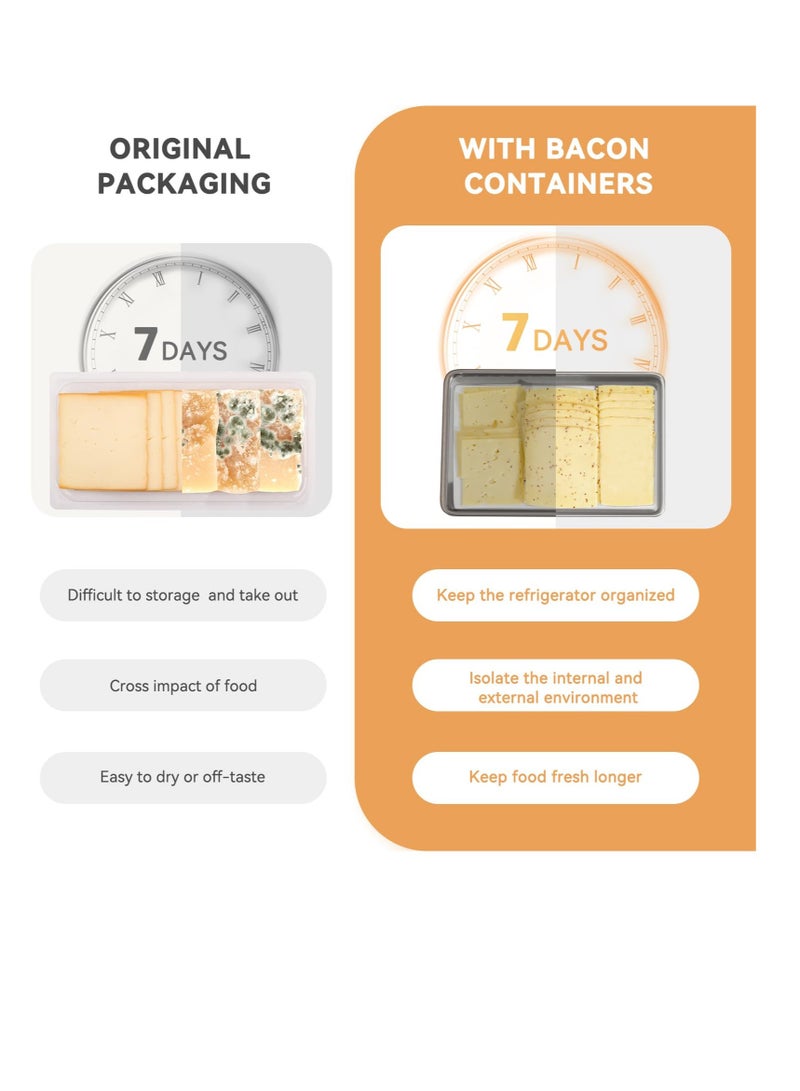 Excefore Stainless Steel Airtight Deli Meat Storage Containers, Stainless Steel Food Storage Containers, Refrigerator Cheese Container, with Elevated Base, for Kitchen Fridge Organizers and Storage - Image 3