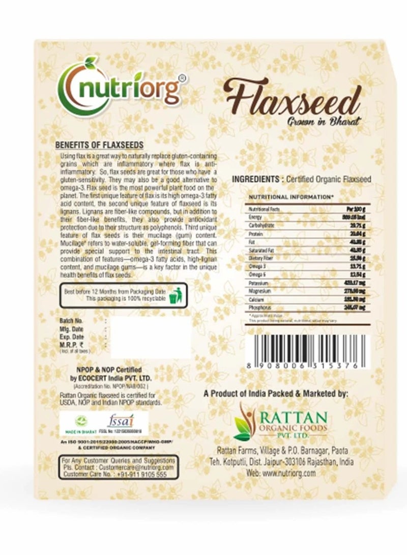 Nutriorg Certified Organic Flaxseed 250gm - Image 2