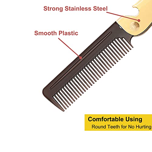 Avenoir Stainless Steel Folding Comb, Pocket Comb for Men and Women, Golden - Image 5