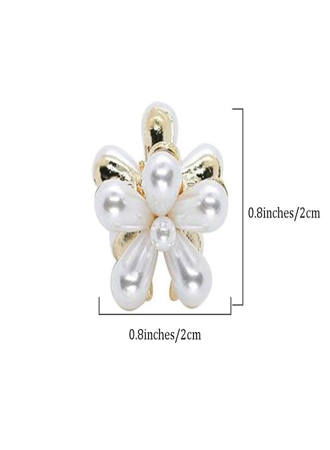 Bakefy-6 Small Pearl Hair Claw Clips Mini Crystal Flower Spring Floral Hair Clip Sweet Artificial Flower Crystal Claw Clip Decorative Flower Crystal Barrettes for Women's and Girls Hair - Image 4