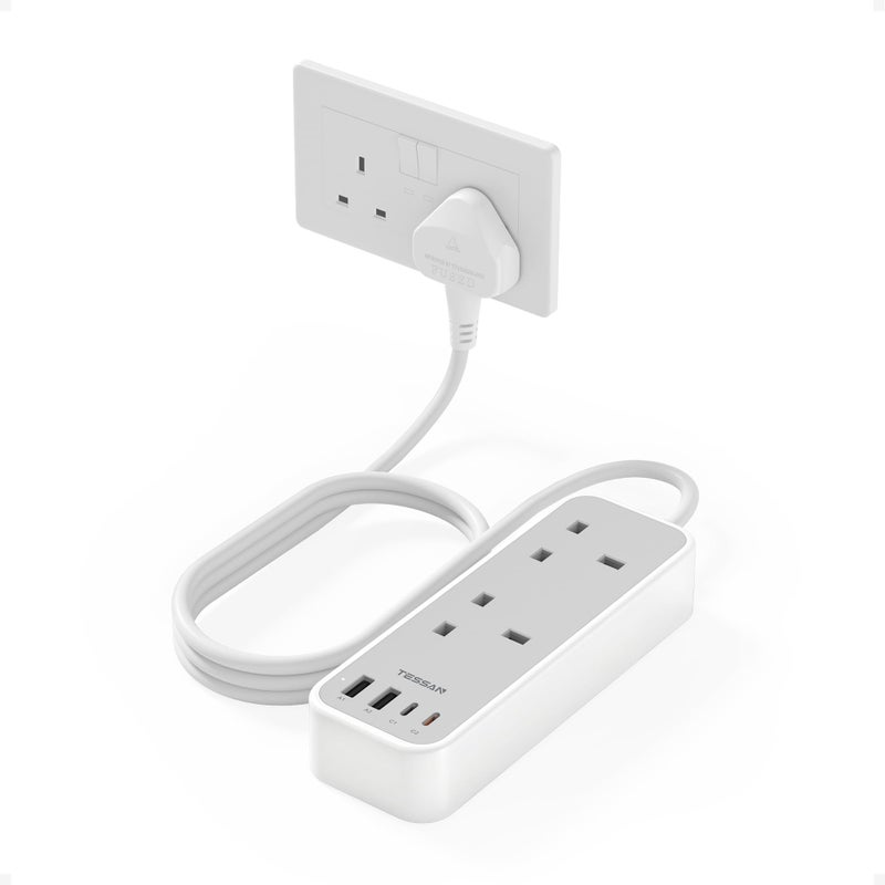 تيسان TESSAN 1.5M Extension Lead with PD 20W USB C Charger (4 USB Slots) - Image 1