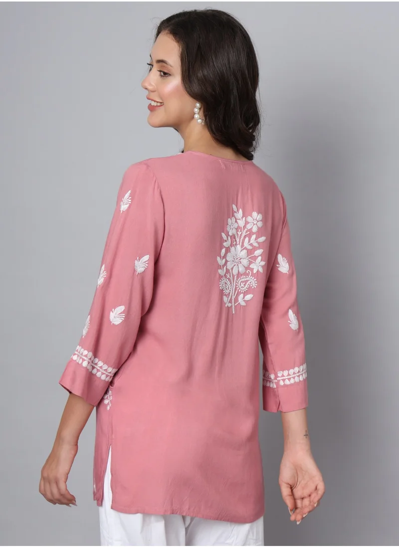 Alaya Women Hand Embroidered Chikankari Rayon Kurti-AL3696