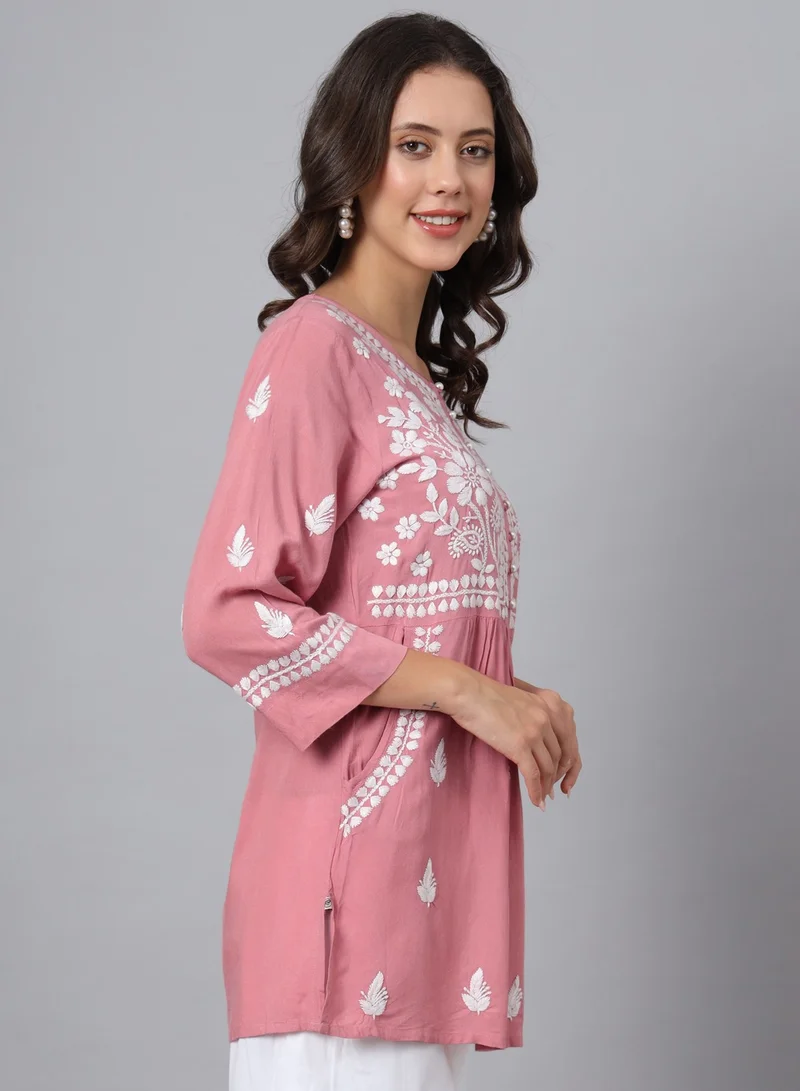 Alaya Women Hand Embroidered Chikankari Rayon Kurti-AL3696