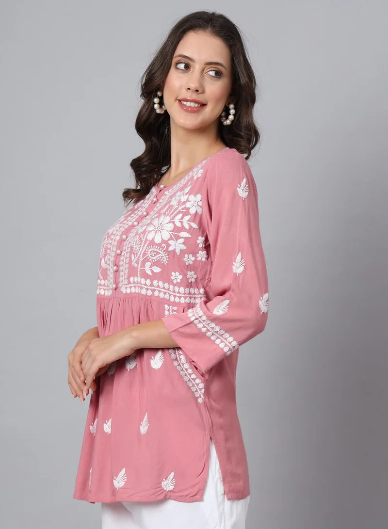 Alaya Women Hand Embroidered Chikankari Rayon Kurti-AL3696