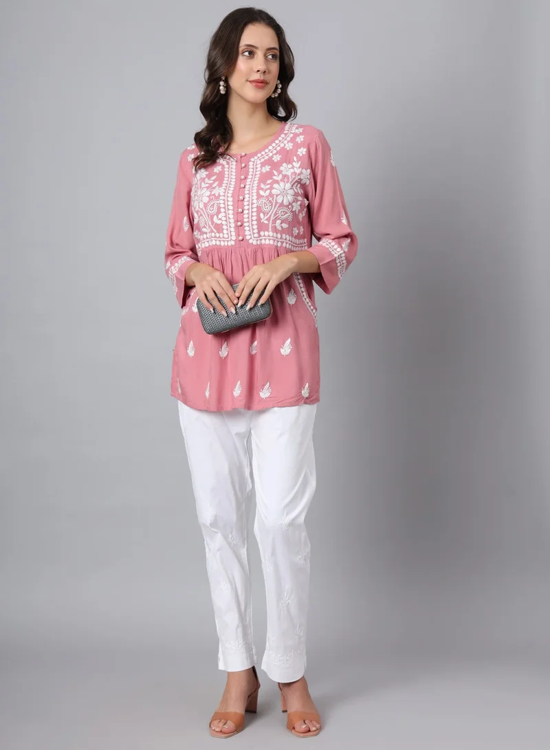 Alaya Women Hand Embroidered Chikankari Rayon Kurti-AL3696