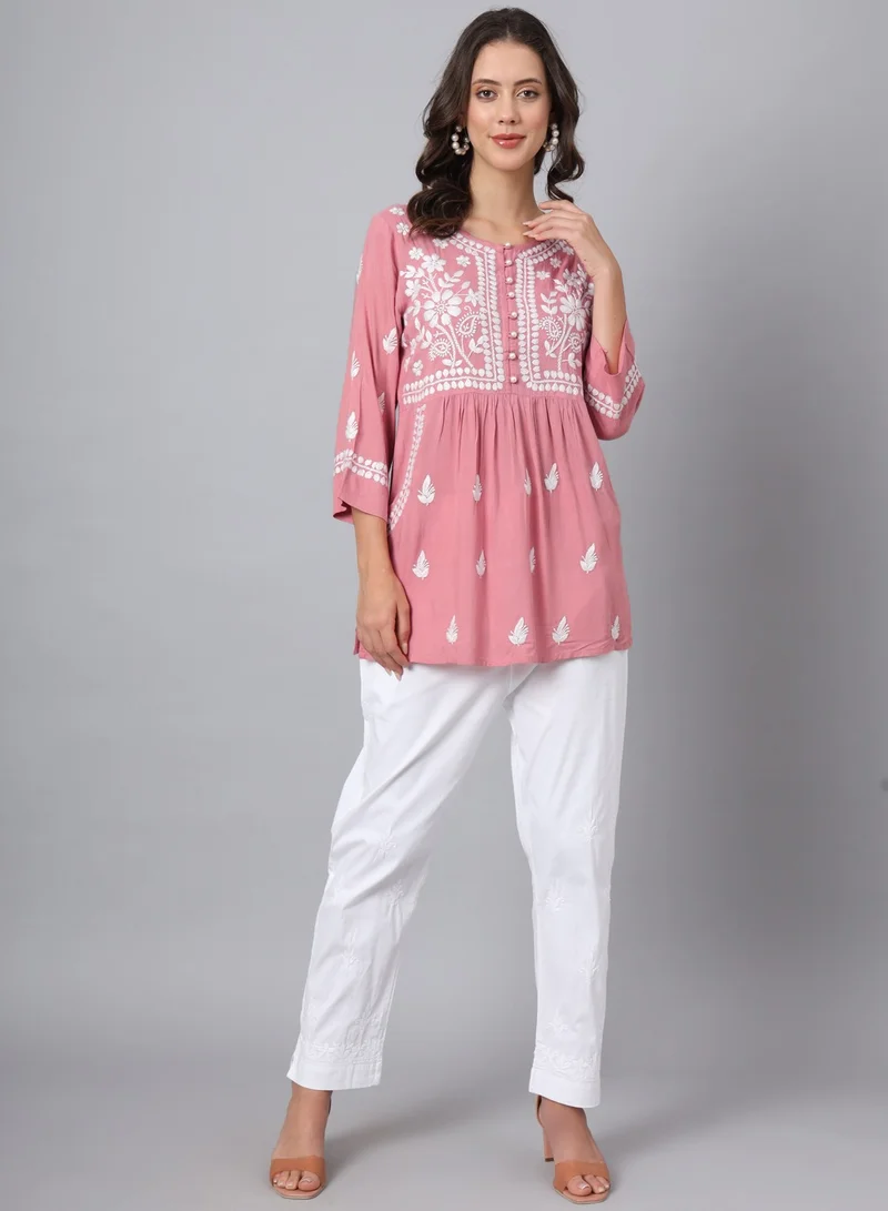 Alaya Women Hand Embroidered Chikankari Rayon Kurti-AL3696