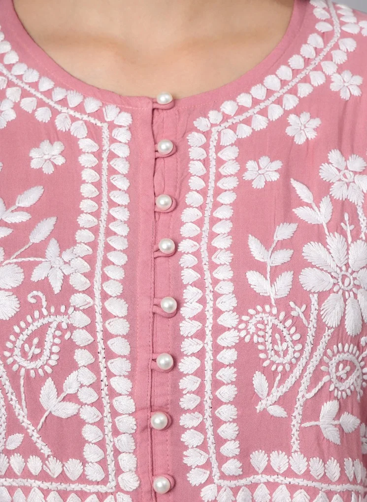 Alaya Women Hand Embroidered Chikankari Rayon Kurti-AL3696