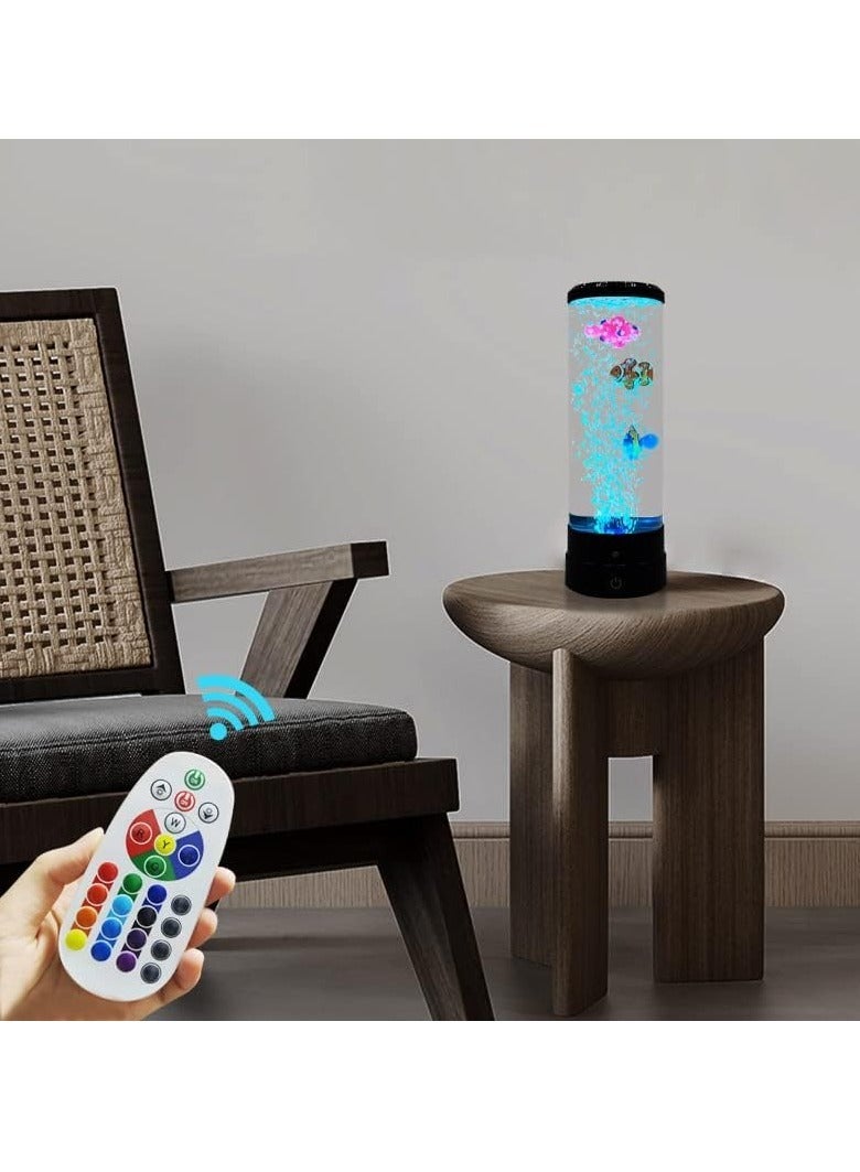 إلترازون "Fish Lava Lamp with Bubbles – 16-Color Changing Night Light & Mood Lamp with Remote Control (Black)" - Image 4